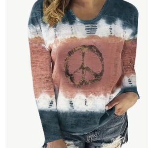 Lightweight Peace Symbol Print T-shirt